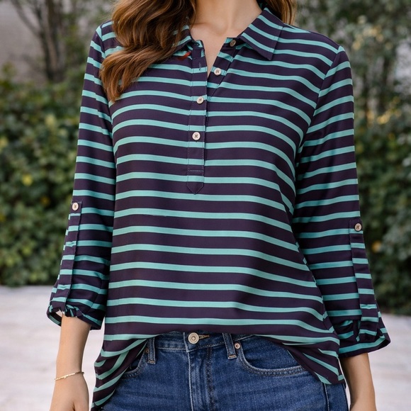 Ann Taylor Tops - Ann Taylor Blouse Top Long Sleeve blue size 6